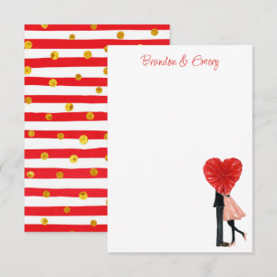Watercolor Valentine's Fashion Girl Couple Thank You Card