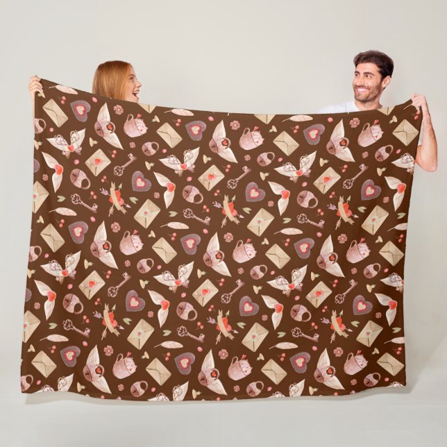 Watercolor Valentines  Fleece Blanket (In Situ)