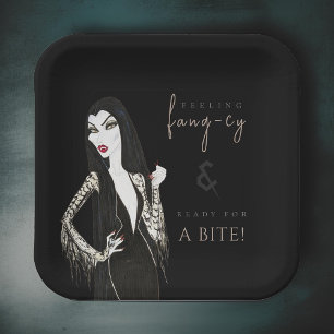 Watercolor Vampiress Fancy Halloween Paper Plates
