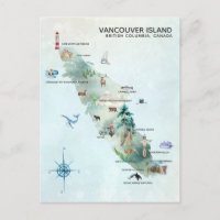 Watercolor Vancouver Island Map Art