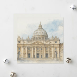 Watercolor Vatican | St. Peter’s Basilica Italy Holiday Card