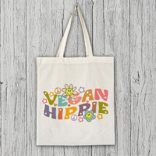 Watercolor Vegan Trendy Flowers Retro Tote Bag