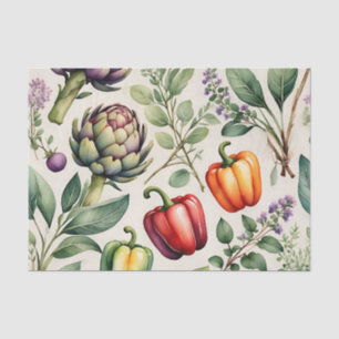 Watercolor Vegetable Garden Pattern Tissue Paper
