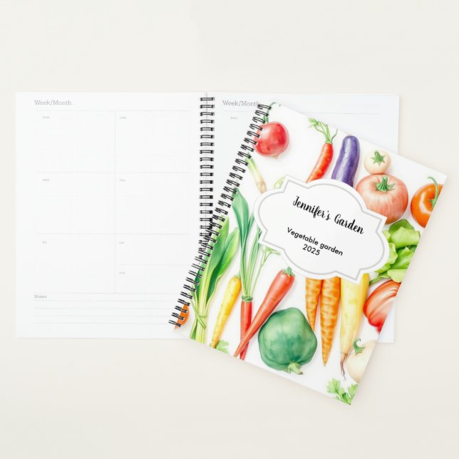 Watercolor vegetables pattern personal garden planner (Display)
