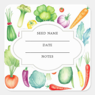 Watercolor vegetables pattern seed saver envelope square sticker