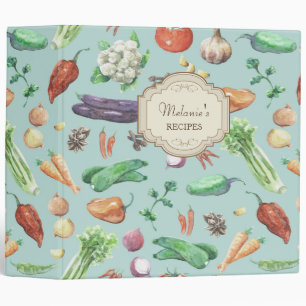 Watercolor Veggies & Spices Pattern Binder