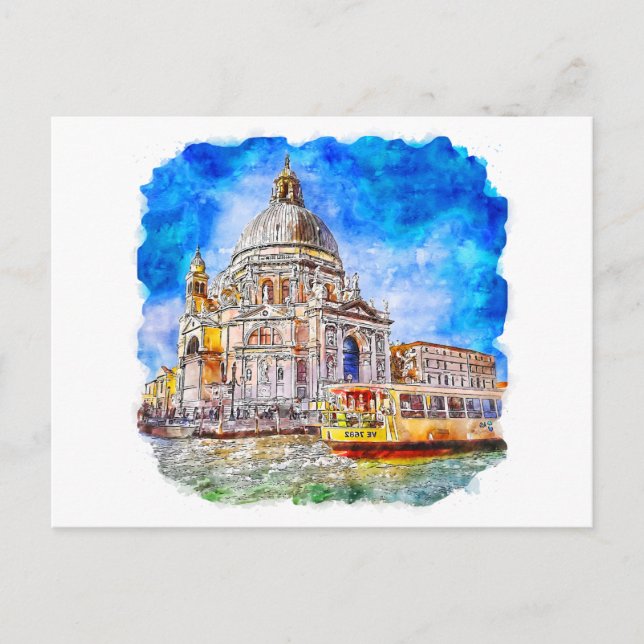 Watercolor Venice Italy Colourful Sketch Postcard (Front)