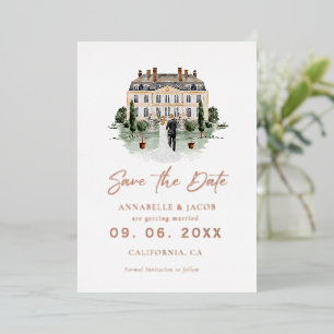 Watercolor Venue Wedding Save the Date