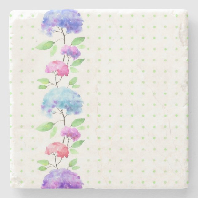 Watercolor vertical seamless pattern border stone coaster (Front)