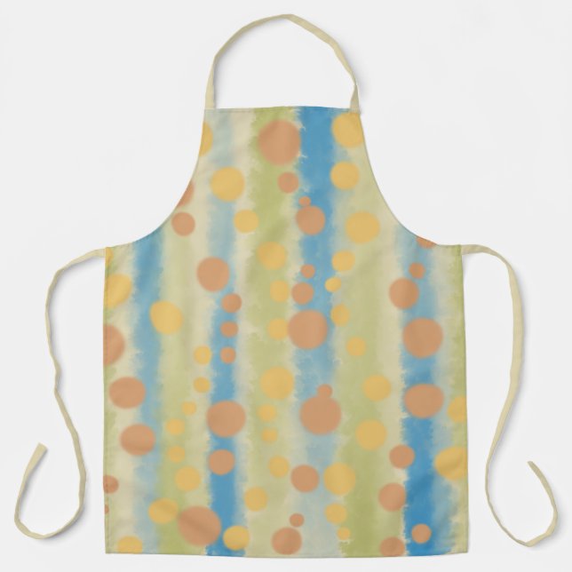 Watercolor Vertical Striped Polka Dots  Apron (Front)