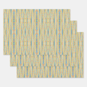 Watercolor Vertical Striped Polka Dots Pattern  Wrapping Paper Sheet