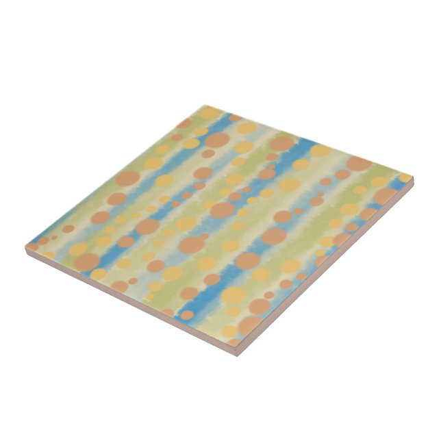 Watercolor Vertical Striped Polka Dots  Tile (Side)