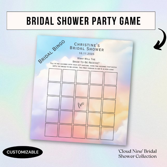 Watercolor vibrant Bridal Shower Bingo Party Game Notepad (Creator Uploaded)
