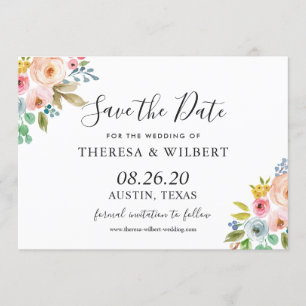 Watercolor Vibrant Floral Wedding Save the Date Invitation