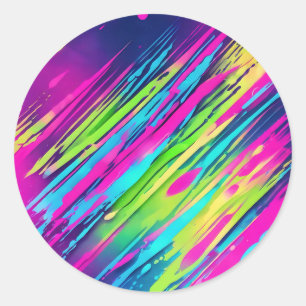 Watercolor Vibrant Neon Classic Round Sticker
