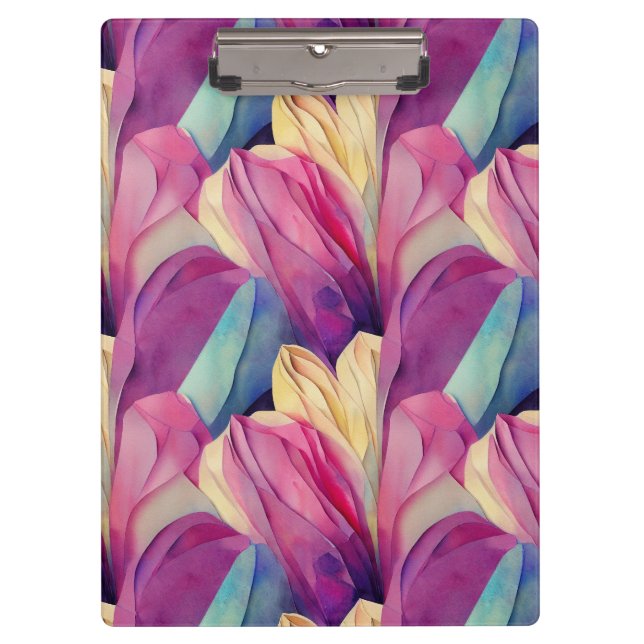 Watercolor Vibrant Painted Spring Flowers Clipboard (Front)