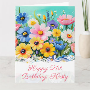 Watercolor Vibrant Spring Flowers Birthday Card