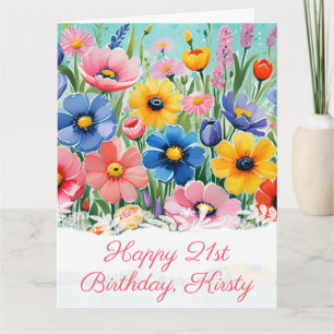 Watercolor Vibrant Spring Flowers Birthday Card