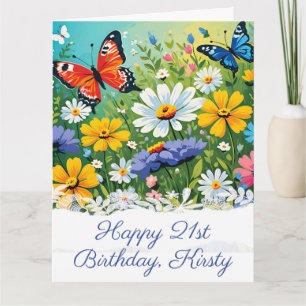 Watercolor Vibrant Spring Flowers Birthday Card