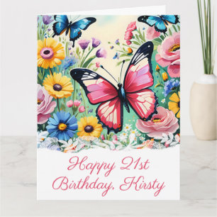 Watercolor Vibrant Spring Flowers Birthday Card