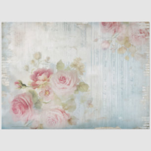 Watercolor Victorian ephemera blush roses chic Tissue Paper