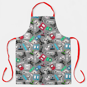 Watercolor Video Game Controllers Gaming Pattern Apron