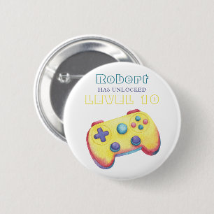 Watercolor Video Game Kids Birthday 2 Inch Round Button