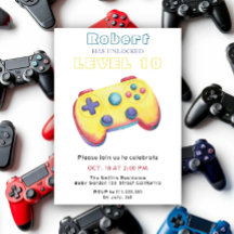 Watercolor Video Game Kids Birthday