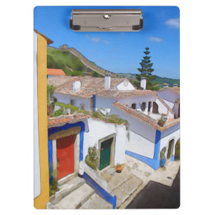 Watercolor village clipboard