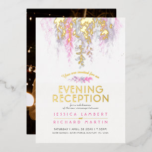 Watercolor vine purple pink evening reception