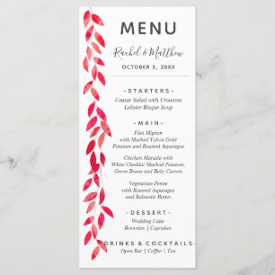 Watercolor Vines Wedding Menu
