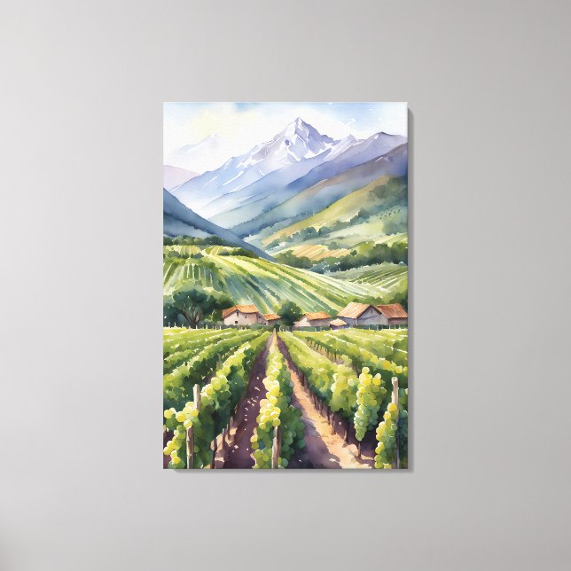 Watercolor Vineyard Canvas Print (Front)