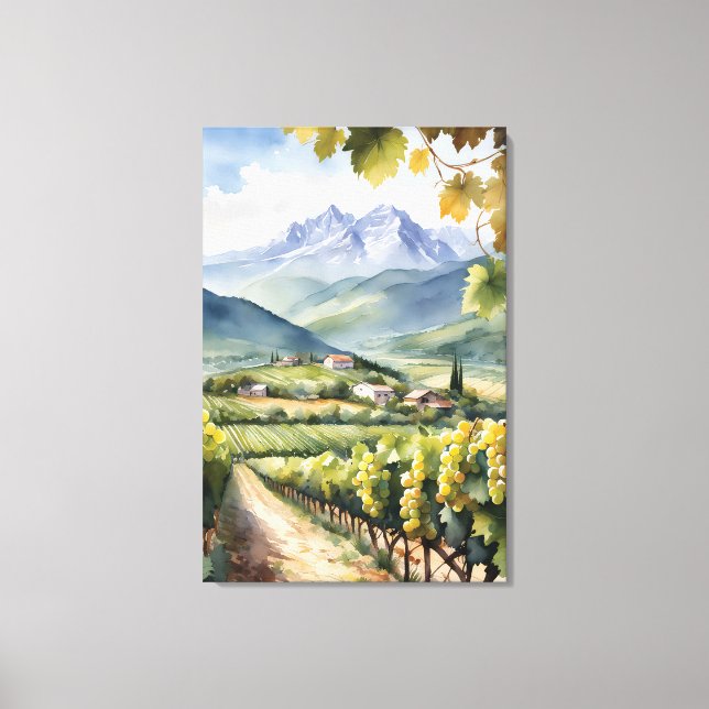 Watercolor Vineyard Canvas Print (Front)