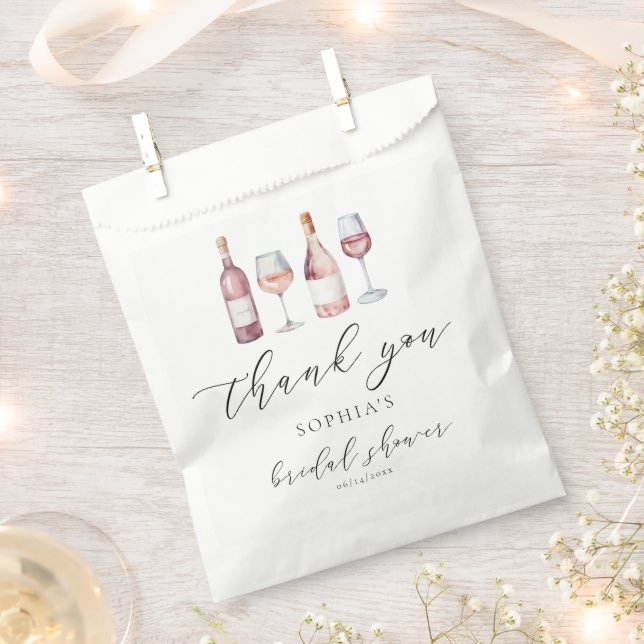 Watercolor Vino before Vows Bridal Shower Favour Bag (Clipped)