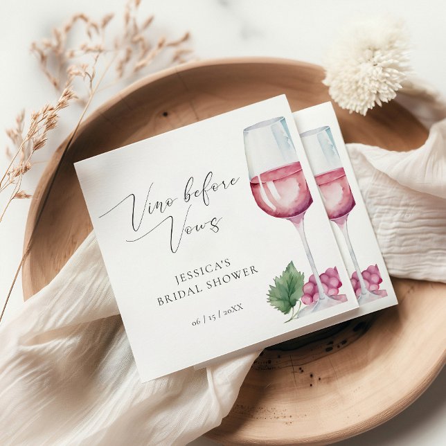 Watercolor Vino before Vows Bridal Shower Napkins (Creator Uploaded)
