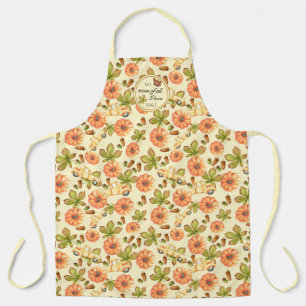 Watercolor Vintage Autumn Pattern Apron