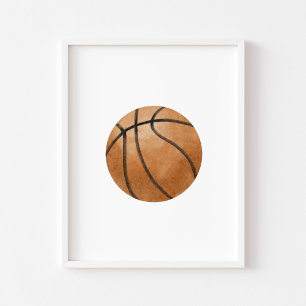 Watercolor vintage basket ball ball poster