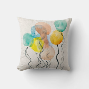 Watercolor Vintage Birthday Balloons Throw Pillow