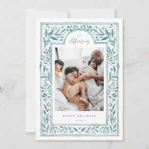 Watercolor Vintage Botanical Frame Holiday Card