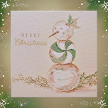 Watercolor Vintage Candy Snowman Merry Christmas Holiday Card<br><div class="desc">A charming vintage designed Christmas card featuring a hand-painted watercolor candy snowman and stylish typography</div>