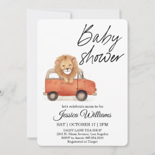 Watercolor Vintage Car Baby Shower Invitation
