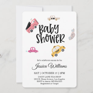 Watercolor Vintage Car Baby Shower Invitation