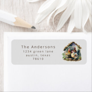 watercolor vintage chicken coop return address