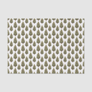 Watercolor Vintage Christmas Tree White Holiday Tissue Paper