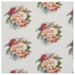 Watercolor vintage delicate roses fabric