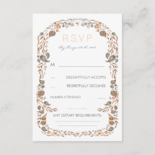 Watercolor Vintage Fall Woodland Wedding RSVP Card
