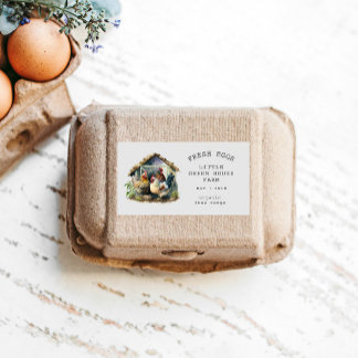 Watercolor Vintage Family Farm Egg Carton Sticker