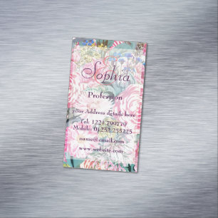 Watercolor vintage floral illustration 	Magnetic business card