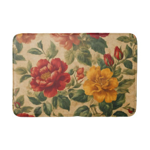Watercolor Vintage Floral Trendy Collection Bath Mat