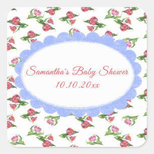 Watercolor vintage Flowers Baby Shower  Square Sticker
